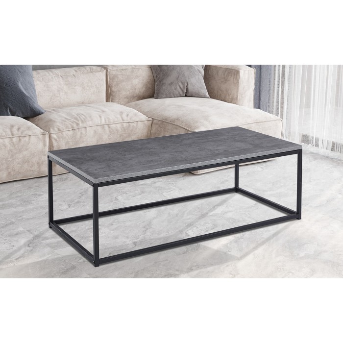 Table basse EWING effet pierre grise, idéal pour un salon unique
