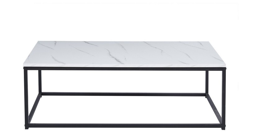 Table basse EWING effet marbre blanc, idéal pour un salon unique