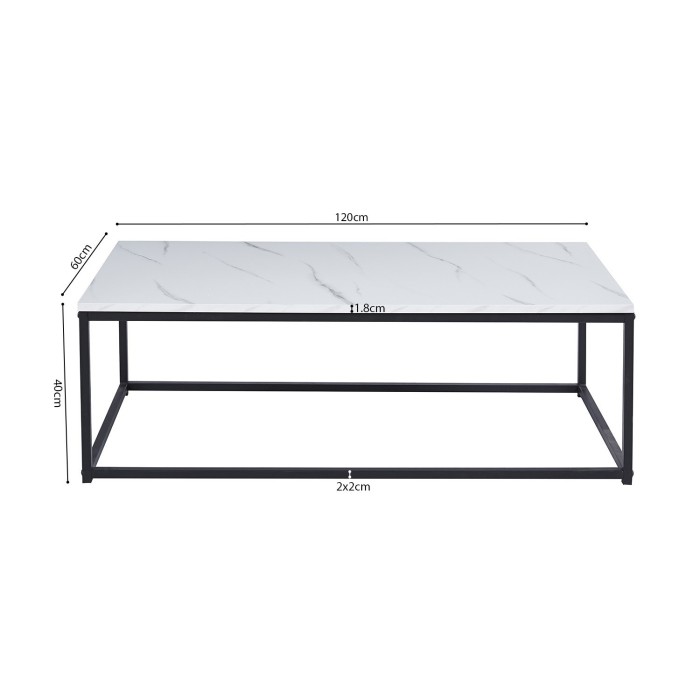 Table basse EWING effet marbre blanc, idéal pour un salon unique