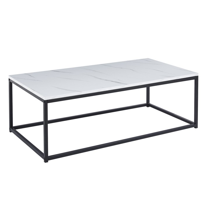 Table basse EWING effet marbre blanc, idéal pour un salon unique