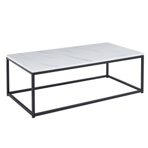 Table basse EWING effet marbre blanc, idéal pour un salon unique