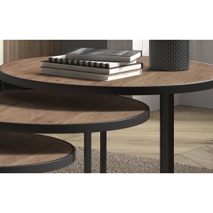 Table basse LEROY, table gigogne, plateau en massif exotique Mangolia, idéal pour un salon contemporain