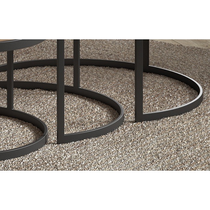 Table basse LEROY, table gigogne, plateau en massif exotique Mangolia, idéal pour un salon contemporain