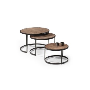 Table basse LEROY, table gigogne, plateau en massif exotique Mangolia, idéal pour un salon contemporain