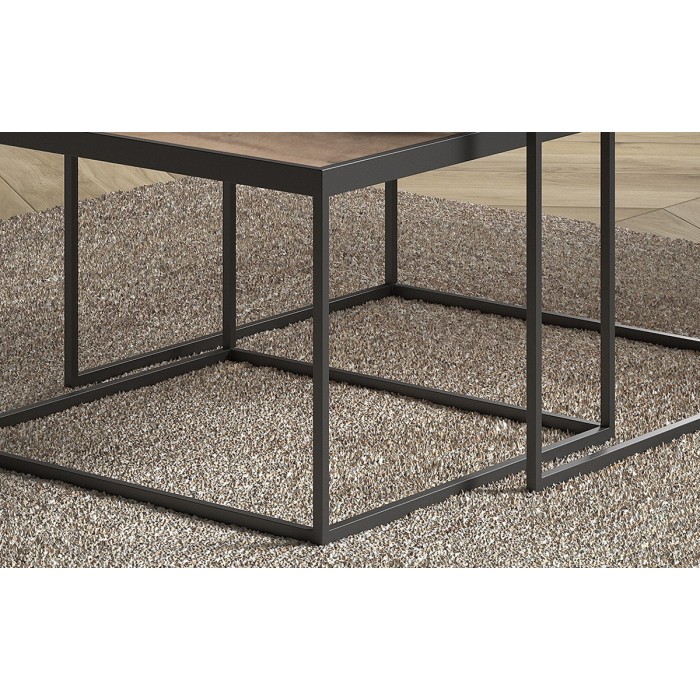 Table basse RUBIK table gigogne, plateau en massif exotique Mangolia, idéal pour un salon contemporain