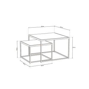 Table basse RUBIK table gigogne, plateau en massif exotique Mangolia, idéal pour un salon contemporain