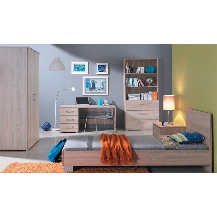 Lit enfant 90x190 collection DUNDEE. coloris chêne.