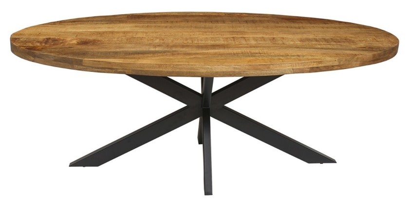 Table à manger ovale BOURGIA en bois massif de Mangolia, idéal pour une salle a manger conviviale