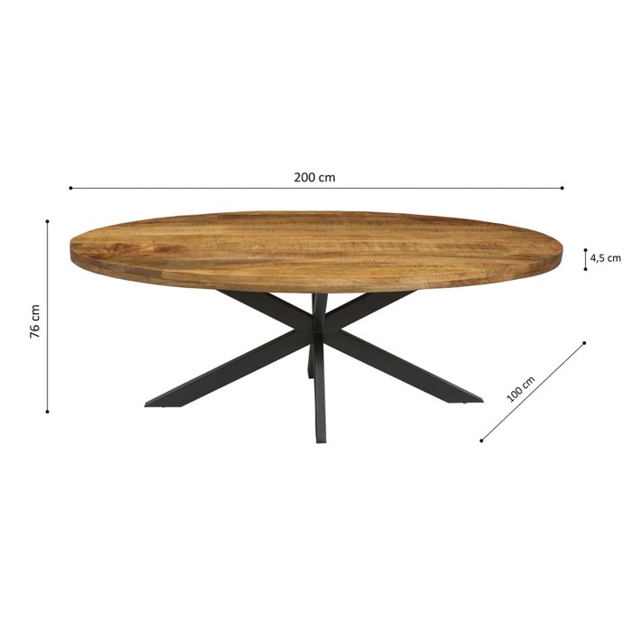 Table à manger ovale BOURGIA en bois massif de Mangolia, idéal pour une salle a manger conviviale