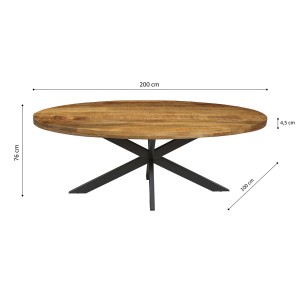Table à manger ovale BOURGIA en bois massif de Mangolia, idéal pour une salle a manger conviviale