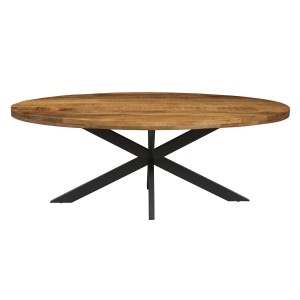 Table à manger ovale BOURGIA en bois massif de Mangolia, idéal pour une salle a manger conviviale