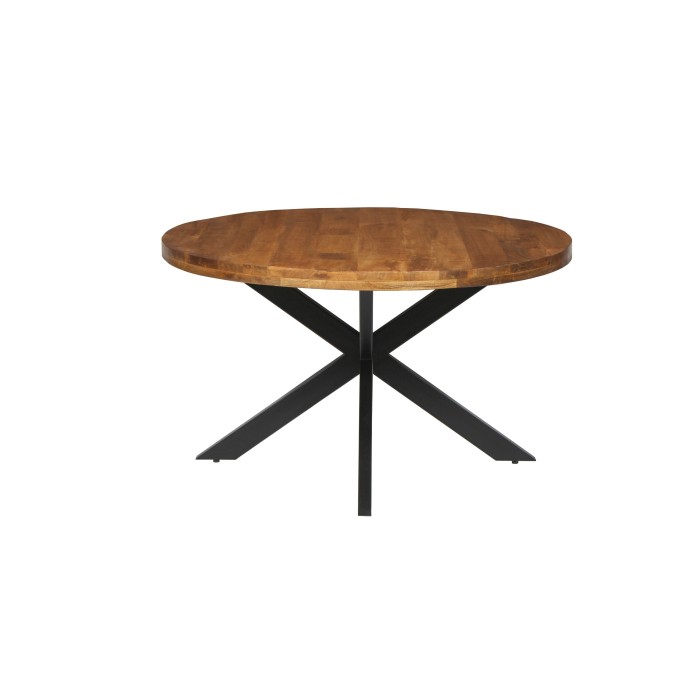 Table à manger ronde BOURGIA en bois massif de Mangolia, idéal pour une salle à manger conviviale