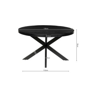 Table à manger ronde BOURGIA en bois massif de Mangolia noir, idéal pour une salle à manger conviviale