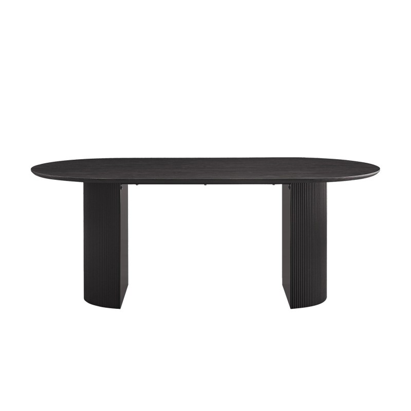 Table à manger ovale VAGOS effet bois brun foncé longueur 200cm, idéal pour une salle à manger conviviale