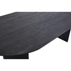 Table à manger ovale VAGOS effet bois brun foncé longueur 220cm, idéal pour une salle à manger conviviale