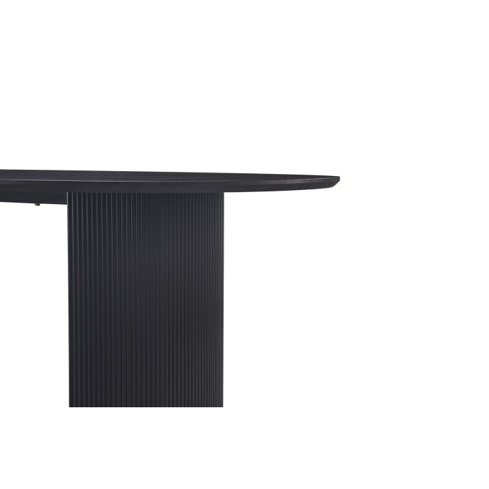 Table à manger ovale VAGOS effet bois brun foncé longueur 220cm, idéal pour une salle à manger conviviale