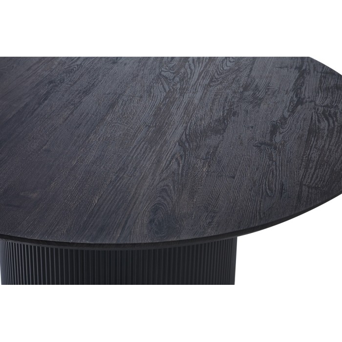 Table à manger ronde VAGOS effet bois brun foncé, idéal pour une salle à manger conviviale