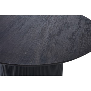 Table à manger ronde VAGOS effet bois brun foncé, idéal pour une salle à manger conviviale