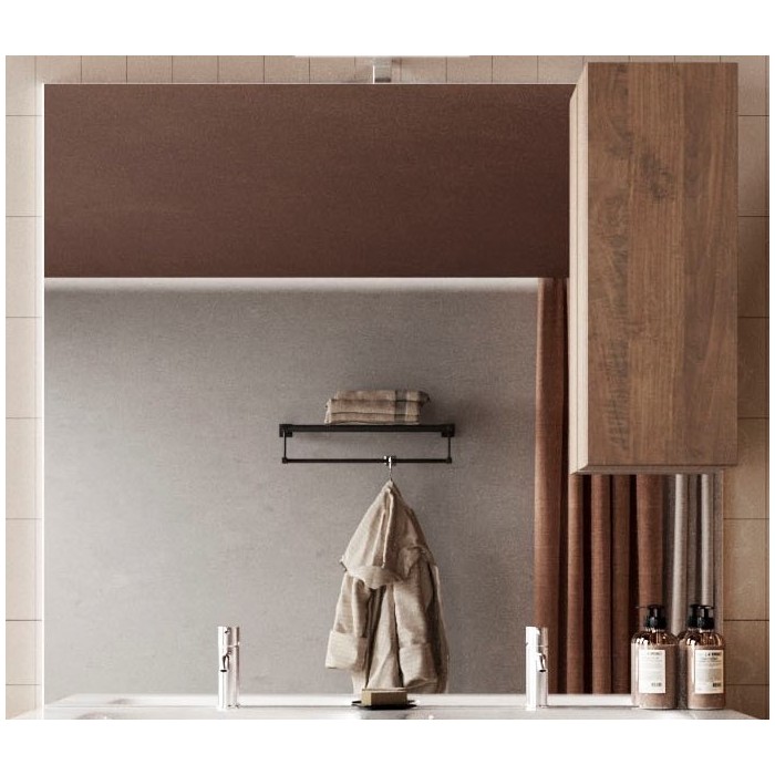 Miroir design avec rangement, 100x110 cm, collection FRASSI, coloris chêne clair