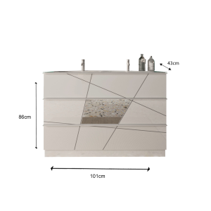 Meuble de salle de bain avec une vasque et 3 tiroirs, collection VITARIO. Coloris blanc brillant