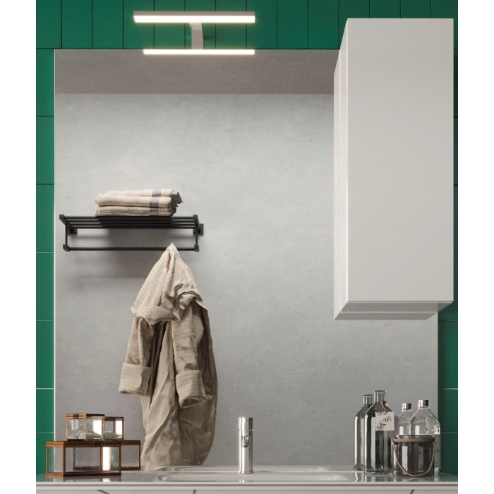 Miroir design avec rangement, 80x110 cm, collection VITARIO, coloris blanc brillant