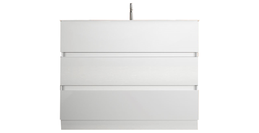 Meuble de salle de bain avec 1 vasque et 3 tiroirs, collection VIENNE. Coloris blanc brillant