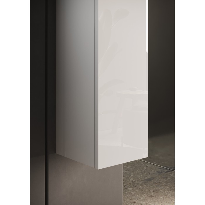 Meuble de salle de bain suspendu, 1porte, collection VIENNE. Coloris blanc brillant