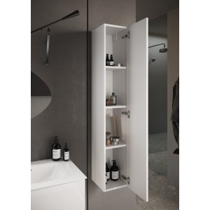 Meuble de salle de bain suspendu, 1porte, collection VIENNE. Coloris blanc brillant