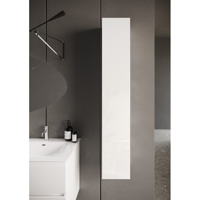 Meuble de salle de bain suspendu, 1porte, collection VIENNE. Coloris blanc brillant