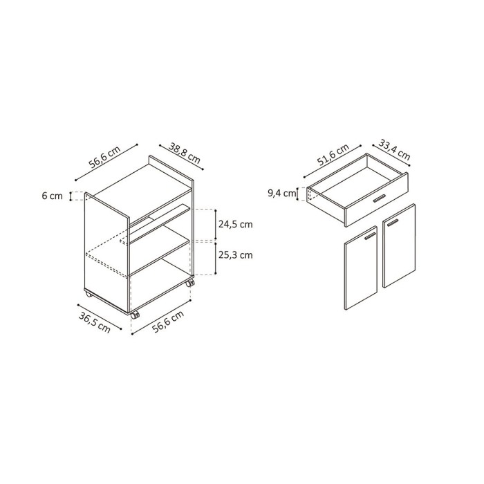 Desserte de cuisine collection GIN design blanc et gris. Idéal pour une cuisine modulaire