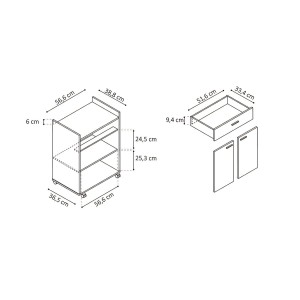 Desserte de cuisine collection GIN design blanc et gris. Idéal pour une cuisine modulaire