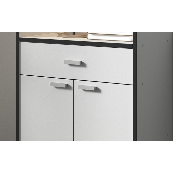 Desserte de cuisine collection GIN design blanc et gris. Idéal pour une cuisine modulaire