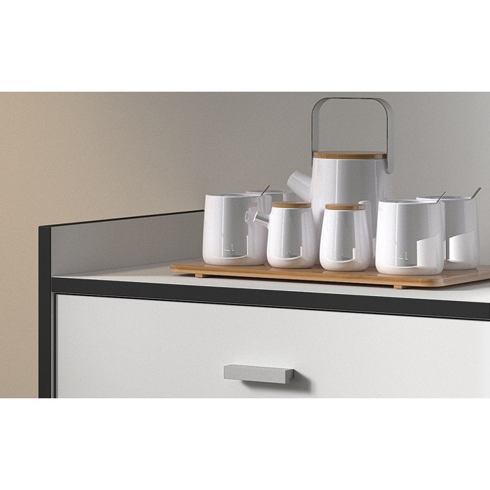 Desserte de cuisine collection GIN design blanc et gris. Idéal pour une cuisine modulaire