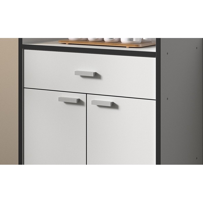 Desserte de cuisine collection GIN design blanc et gris. Idéal pour une cuisine modulaire