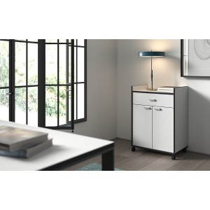 Desserte de cuisine collection GIN design blanc et gris. Idéal pour une cuisine modulaire