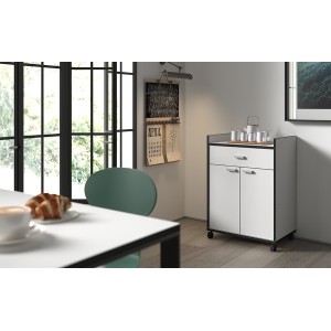 Desserte de cuisine collection GIN design blanc et gris. Idéal pour une cuisine modulaire