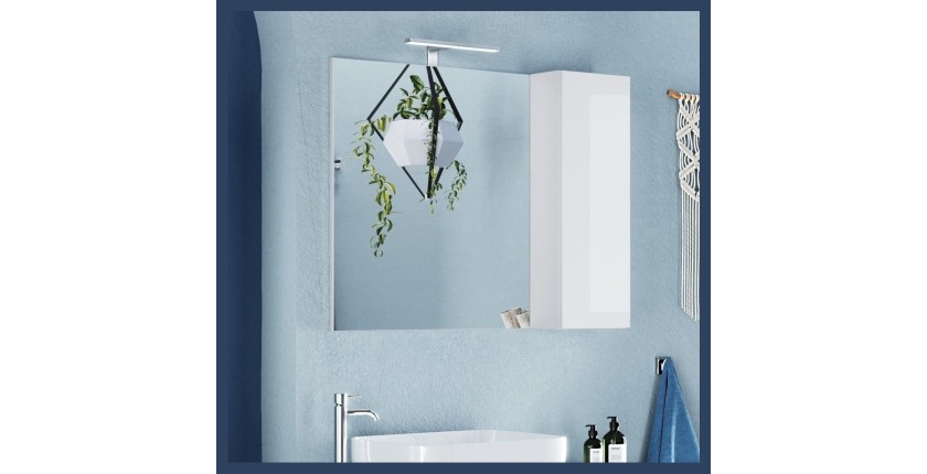 Miroir design avec rangement, 110x75cm, collection CISA, coloris blanc brillant