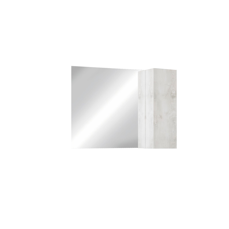 Miroir design avec rangement, 110x75 cm, collection CISA, coloris blanc effet bois