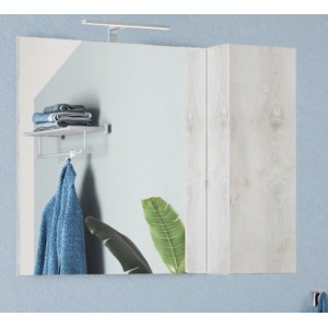 Miroir design avec rangement, 92x75 cm, collection CISA, coloris blanc effet bois