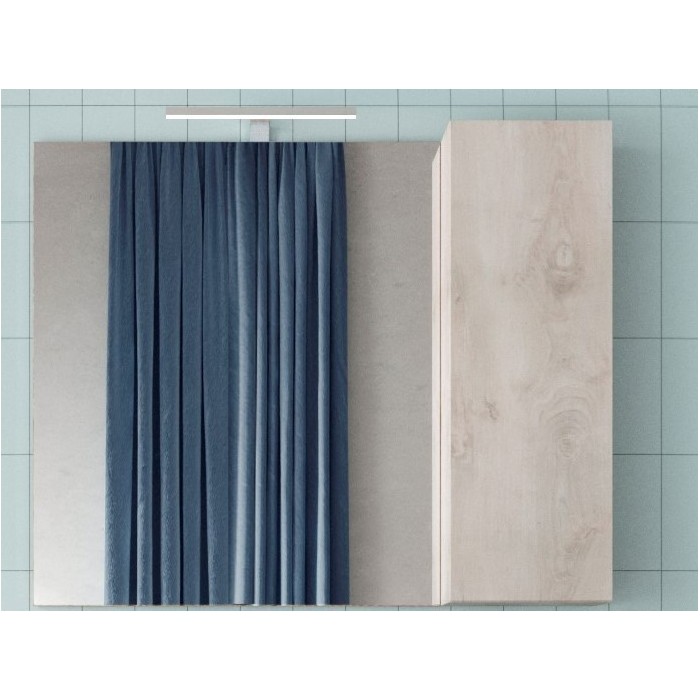 Miroir design avec rangement, 92x75 cm, collection CISA, coloris blanc effet bois