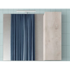 Miroir design avec rangement, 92x75 cm, collection CISA, coloris blanc effet bois