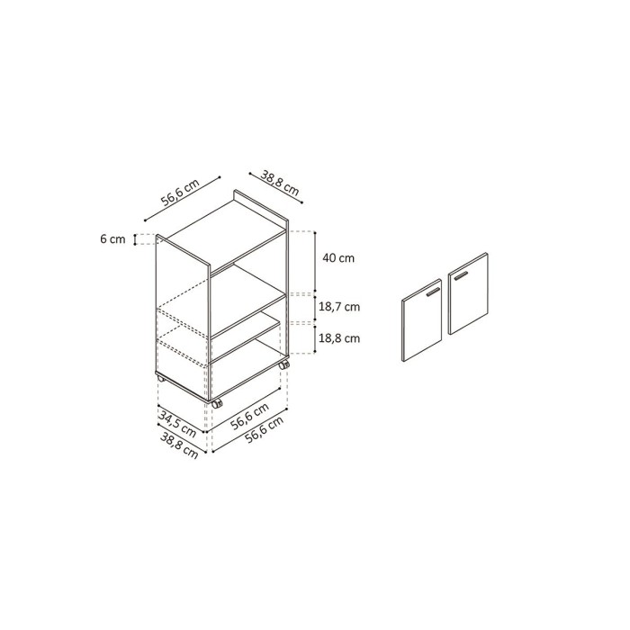 Desserte de cuisine collection GIN design blanc et gris. Hauteur 95cm. Idéal pour une cuisine modulaire