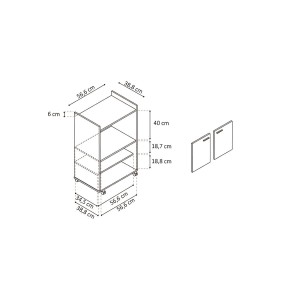 Desserte de cuisine collection GIN design blanc et gris. Hauteur 95cm. Idéal pour une cuisine modulaire