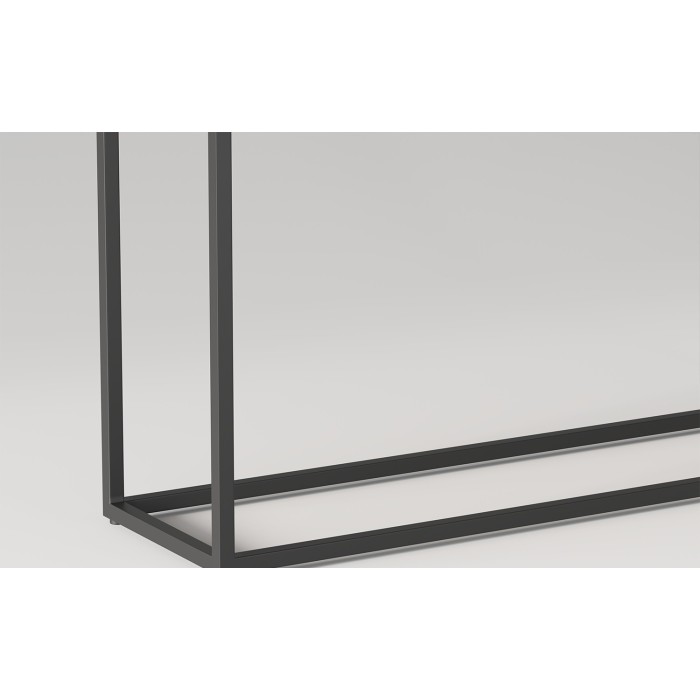 Console de salon style industriel en bois massif exotique de Mangolia noir et structure métal. Collection MADEIRO