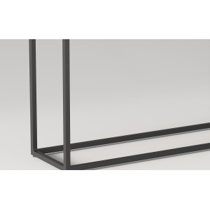 Console de salon style industriel en bois massif exotique de Mangolia noir et structure métal. Collection MADEIRO