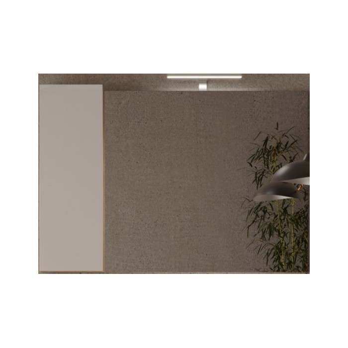 Miroir design avec rangement, 110x75 cm, collection BURA, coloris blanc brillant et chêne clair
