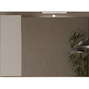 Miroir design avec rangement, 110x75 cm, collection BURA, coloris blanc brillant et chêne clair