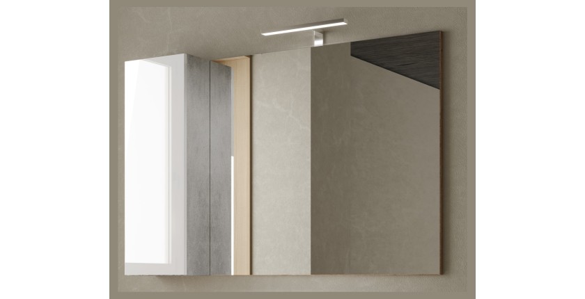 Miroir design avec rangement, 110x75 cm, collection BURA, coloris blanc brillant et béton