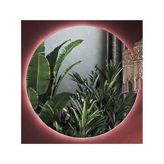 Miroir design rétro éclairé, 74x74 cm, collection BURA