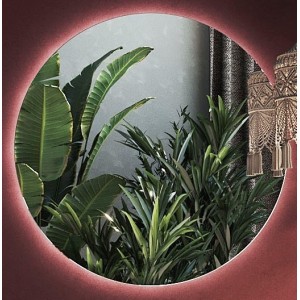 Miroir design rétro éclairé, 74x74 cm, collection BURA